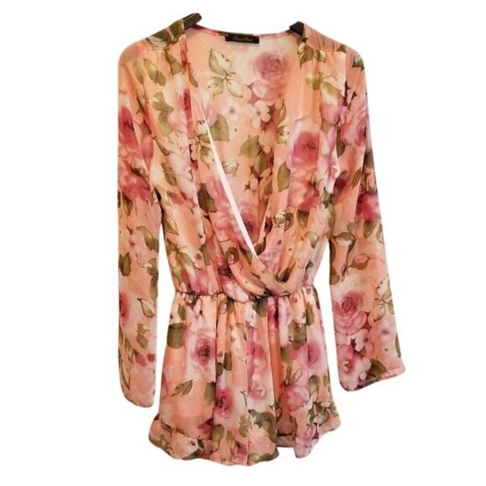 Rose garden long sleeve romper
